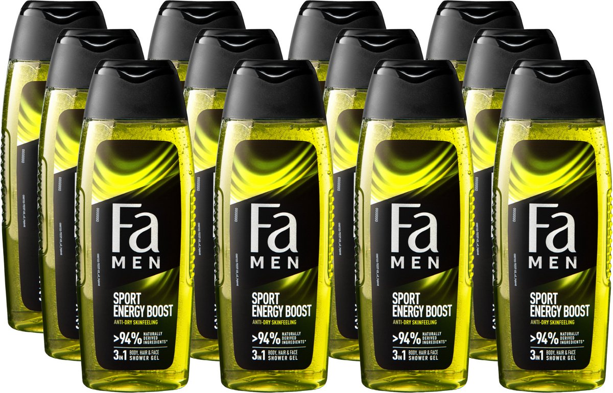 12x Fa Men douchegel sport double power boost (250 ml)