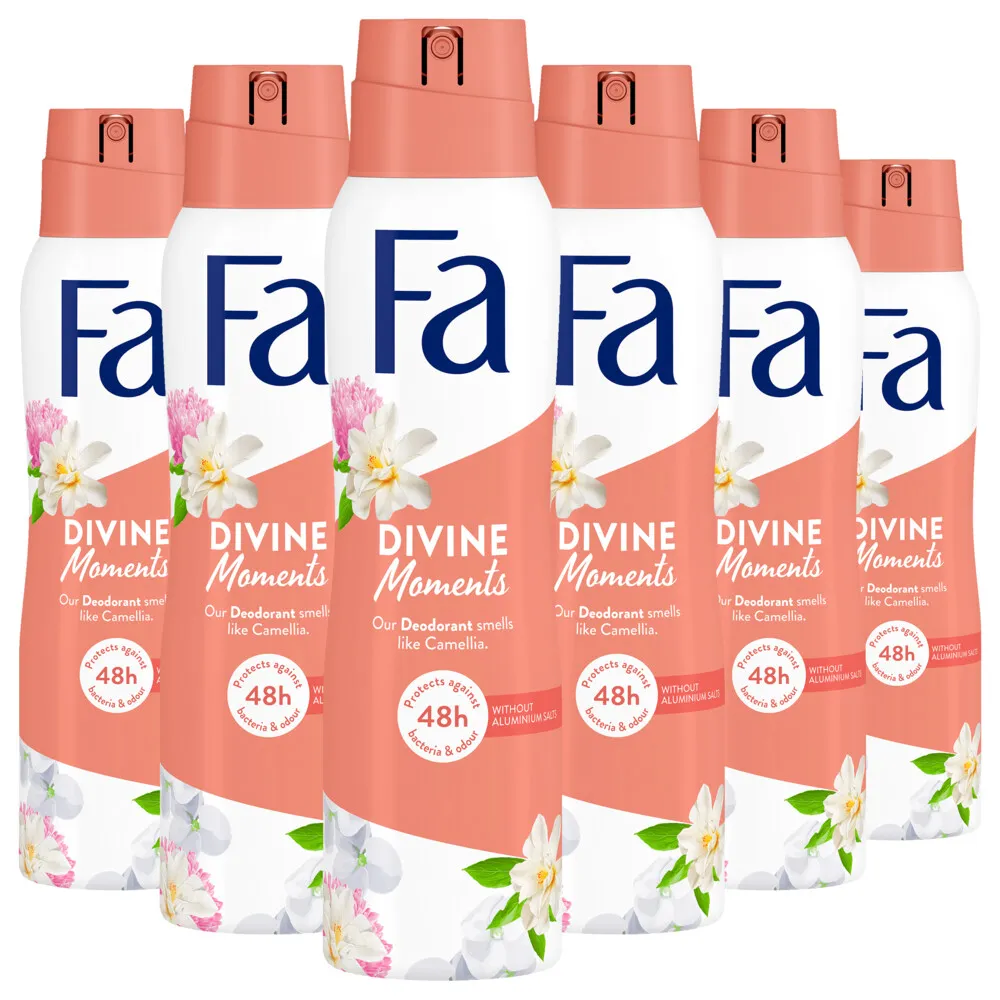6x Fa Deodorant spray divine moments (150 ml)