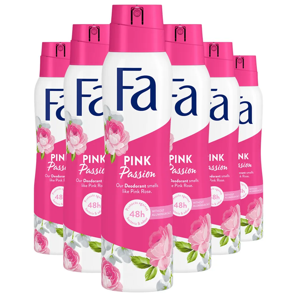6x Fa Deodorant spray pink passion (150 ml)