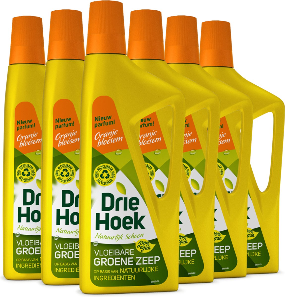6x Driehoek Vloeibare Groene Zeep Oranjebloesem (725 ml)