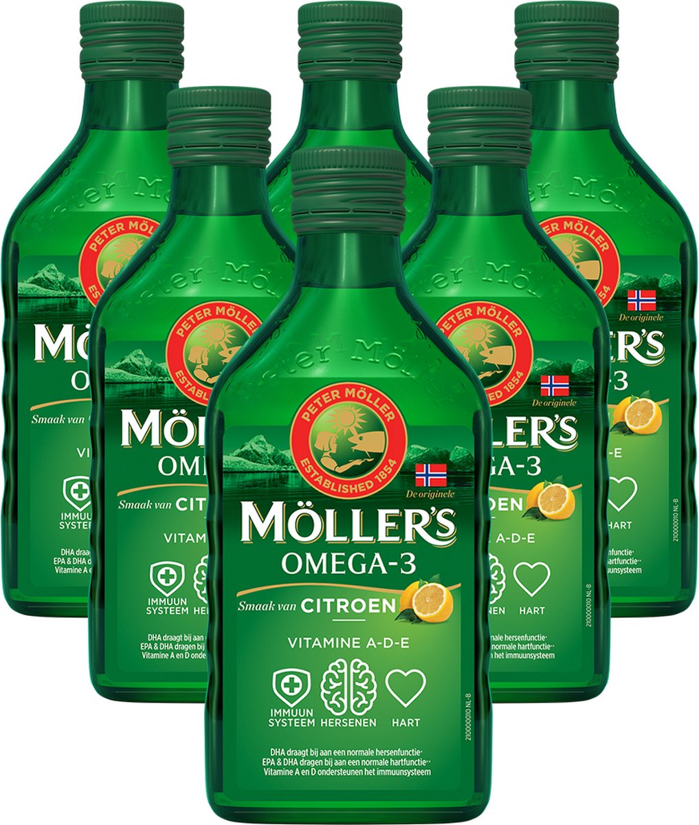 6x Mollers Omega-3 Levertraan Citroen (250 ml)
