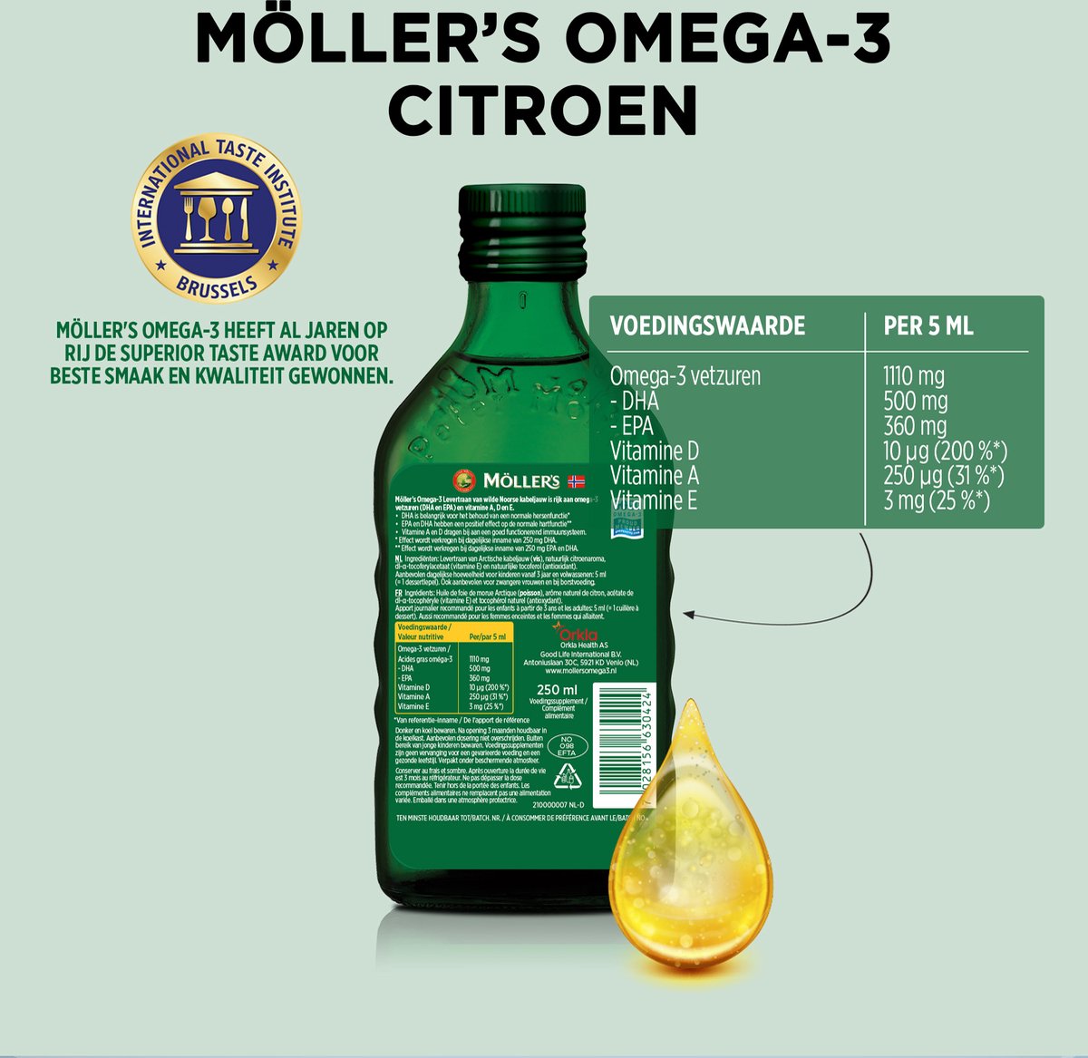 6x Mollers Omega-3 Levertraan Citroen (250 ml) - image 2