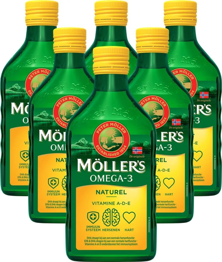 6x Mollers Omega-3 Levertraan Naturel (250 ml)