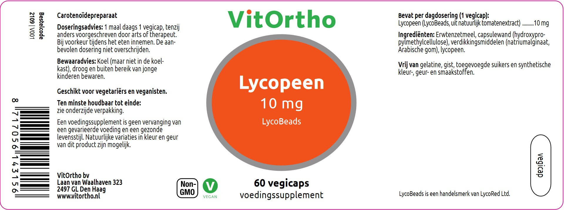 VitOrtho Lycopeen 10 mg (60 vega capsules)