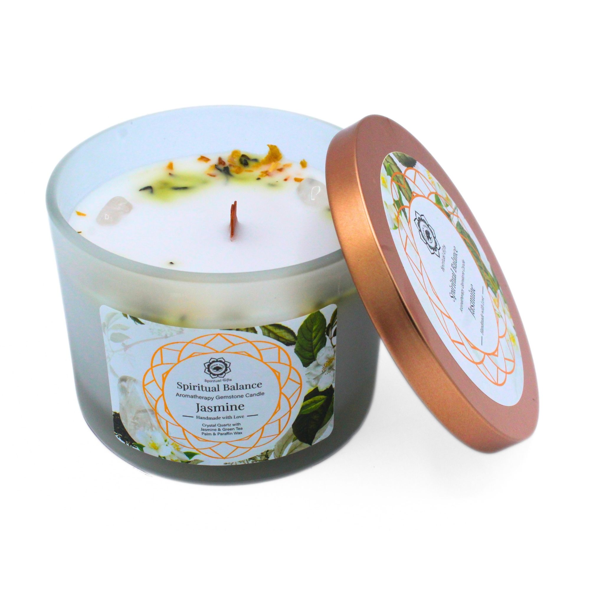 Green Tree Gemstone Candle Spiritual Balance Jasmine (256 gr)