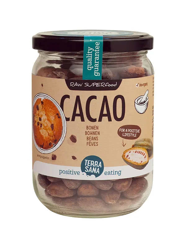 Terrasana Raw Cacao Bonen In Glas Bio (250 gr)