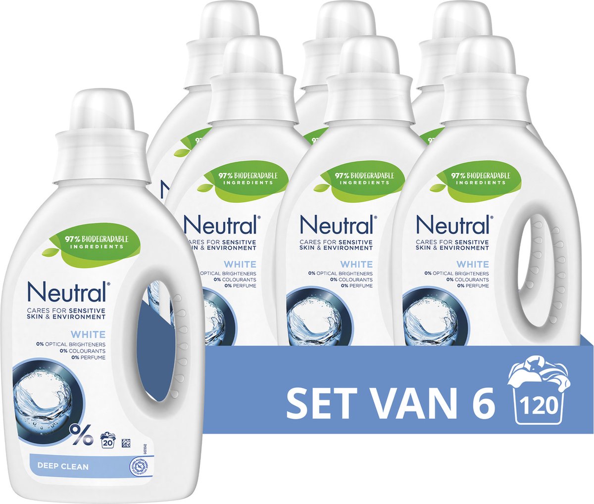 6x Neutral Wasmiddel vloeibaar hoofdwas wit (1000 ml)