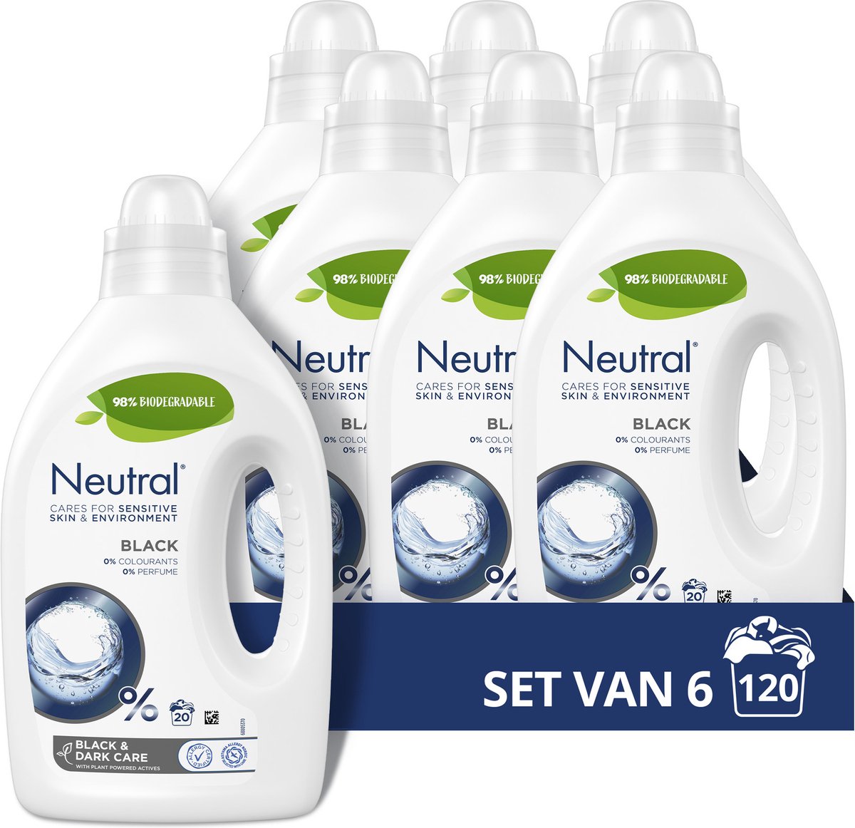 6x Neutral Wasmiddel Vloeibaar Zwart (1000 ml)