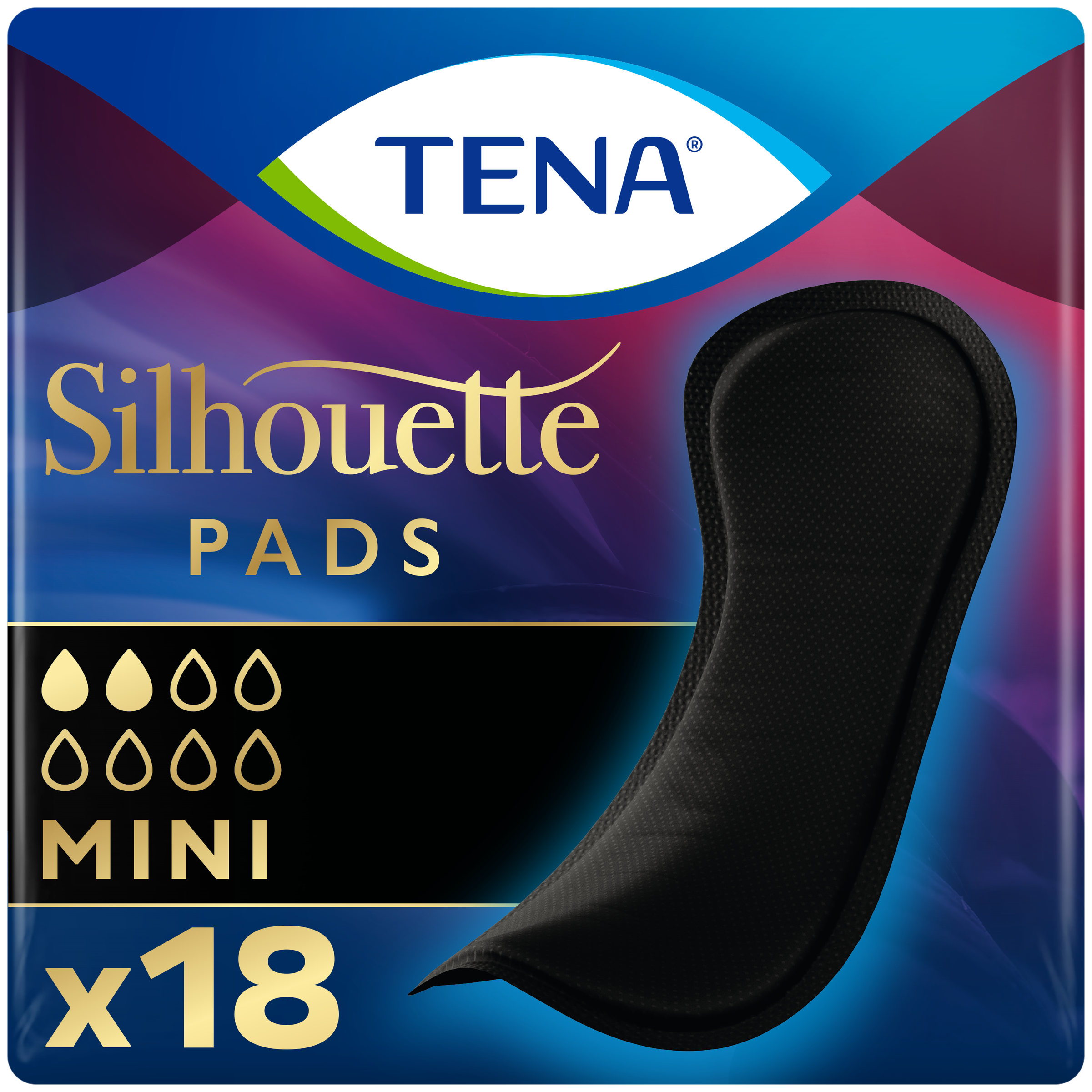 Tena Silhouette noir mini pad (18 stuks)