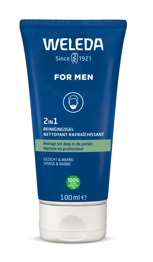WELEDA Men 2 in1 reinigingsgel gezicht en baard (100 ml)