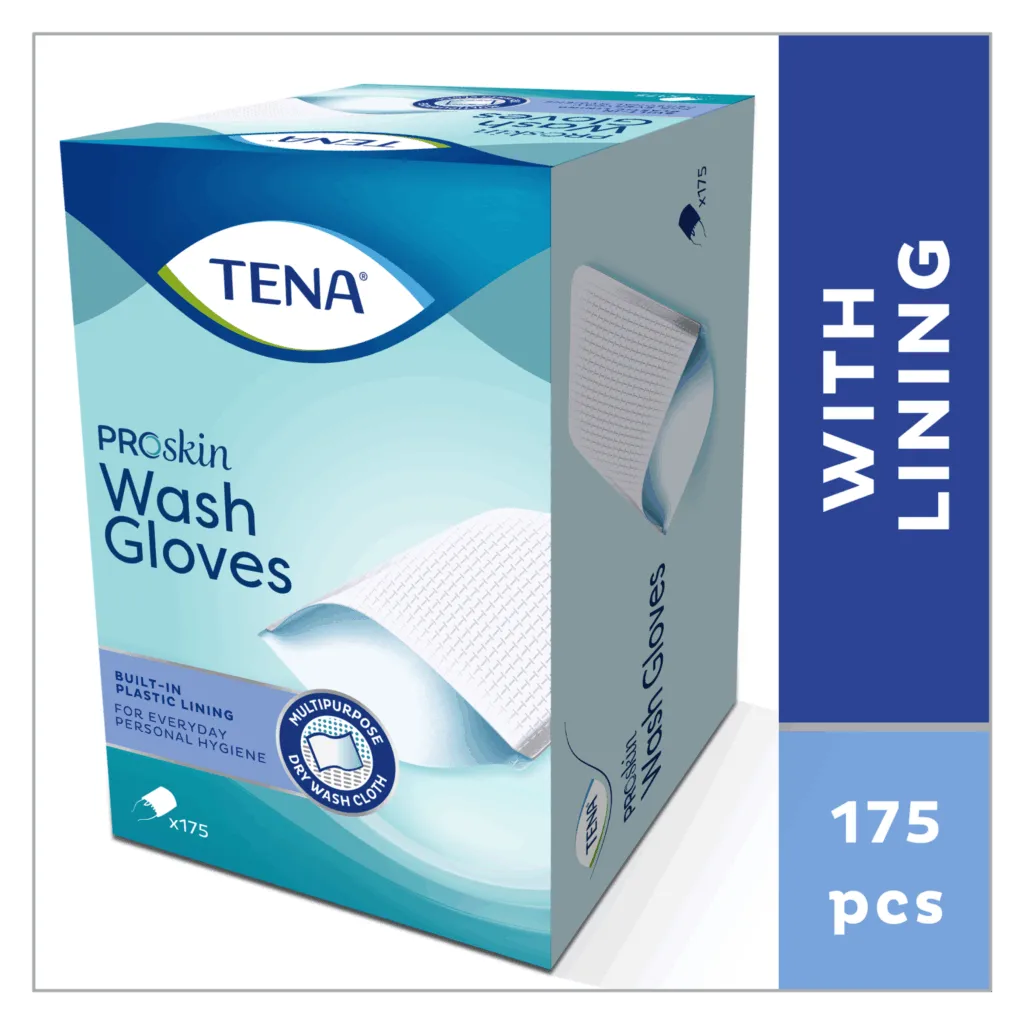 Tena Washandje met plastic voering (175 stuks)