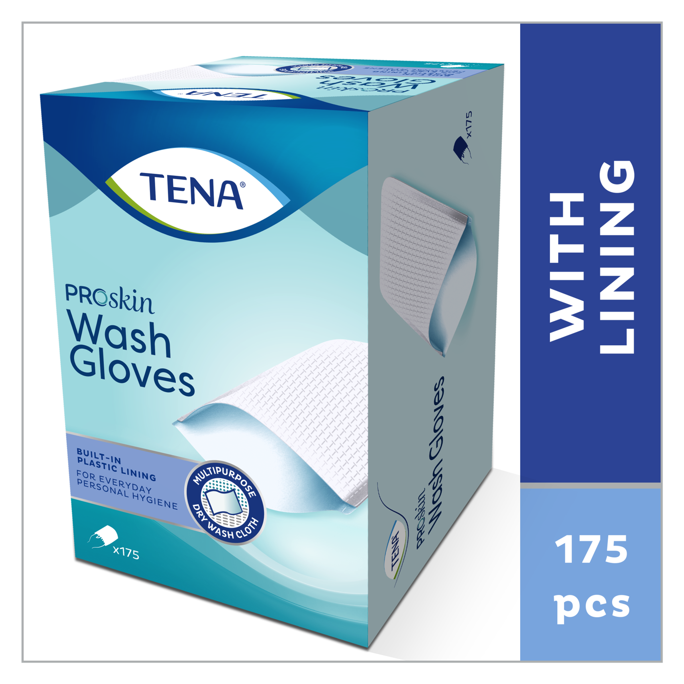 Tena Washandje met plastic voering (175 stuks)