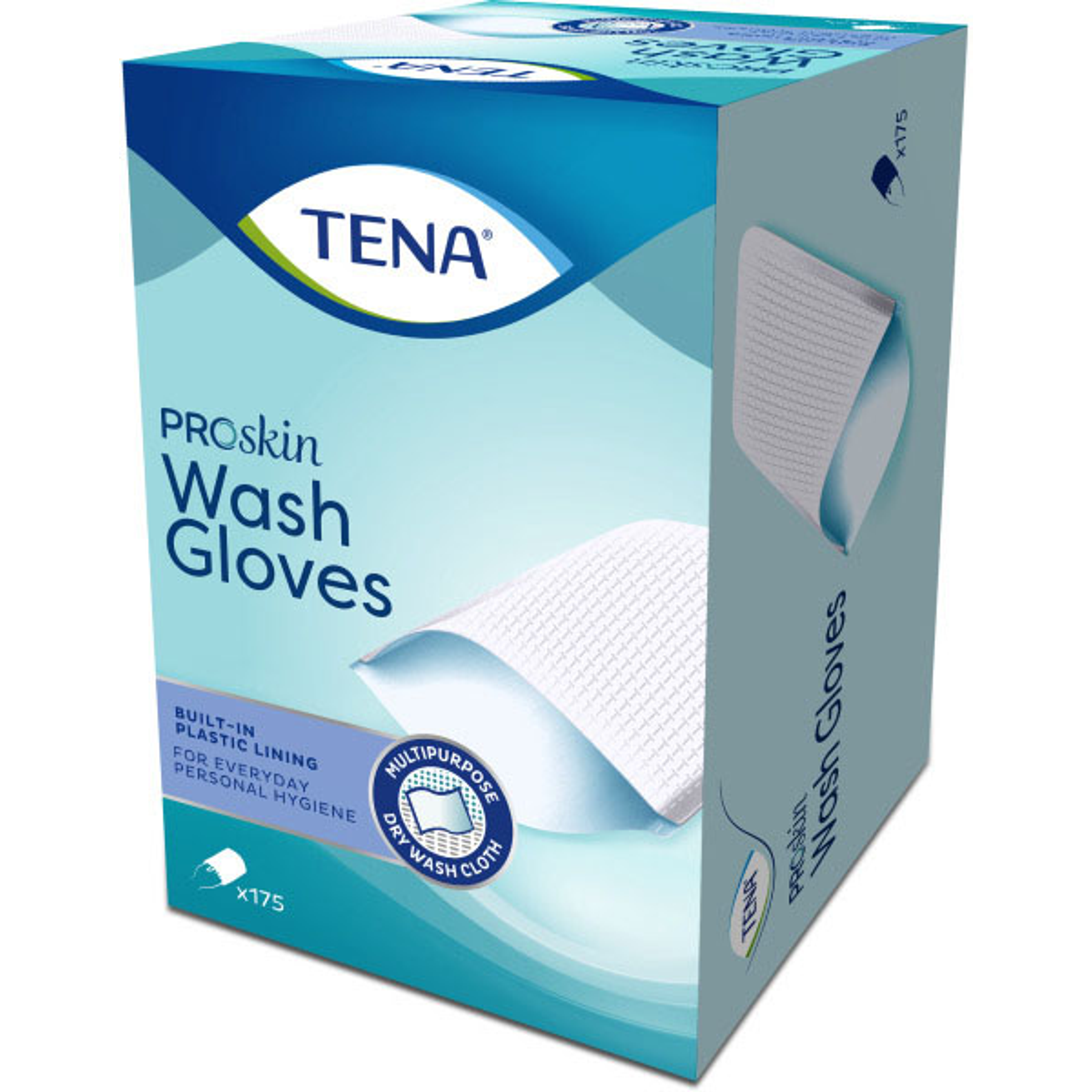 Tena Washandje met plastic voering (175 stuks)