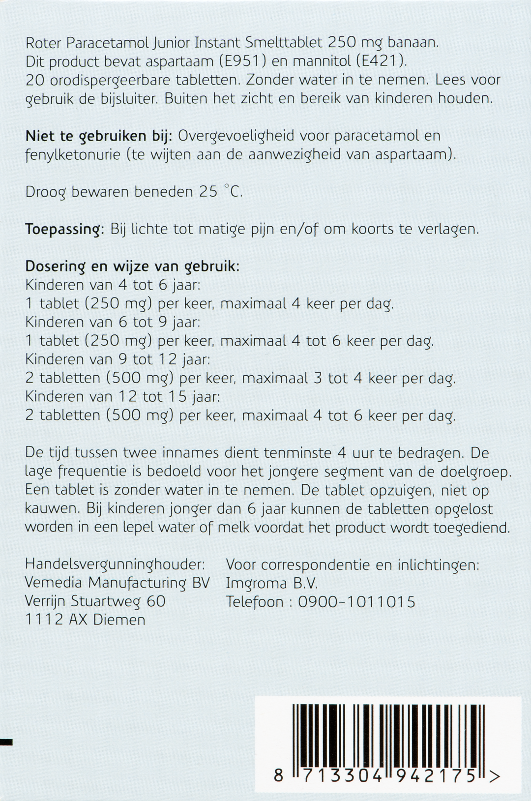 Roter Smelt Paracetamol 250 junior (20 tabletten) - image 4