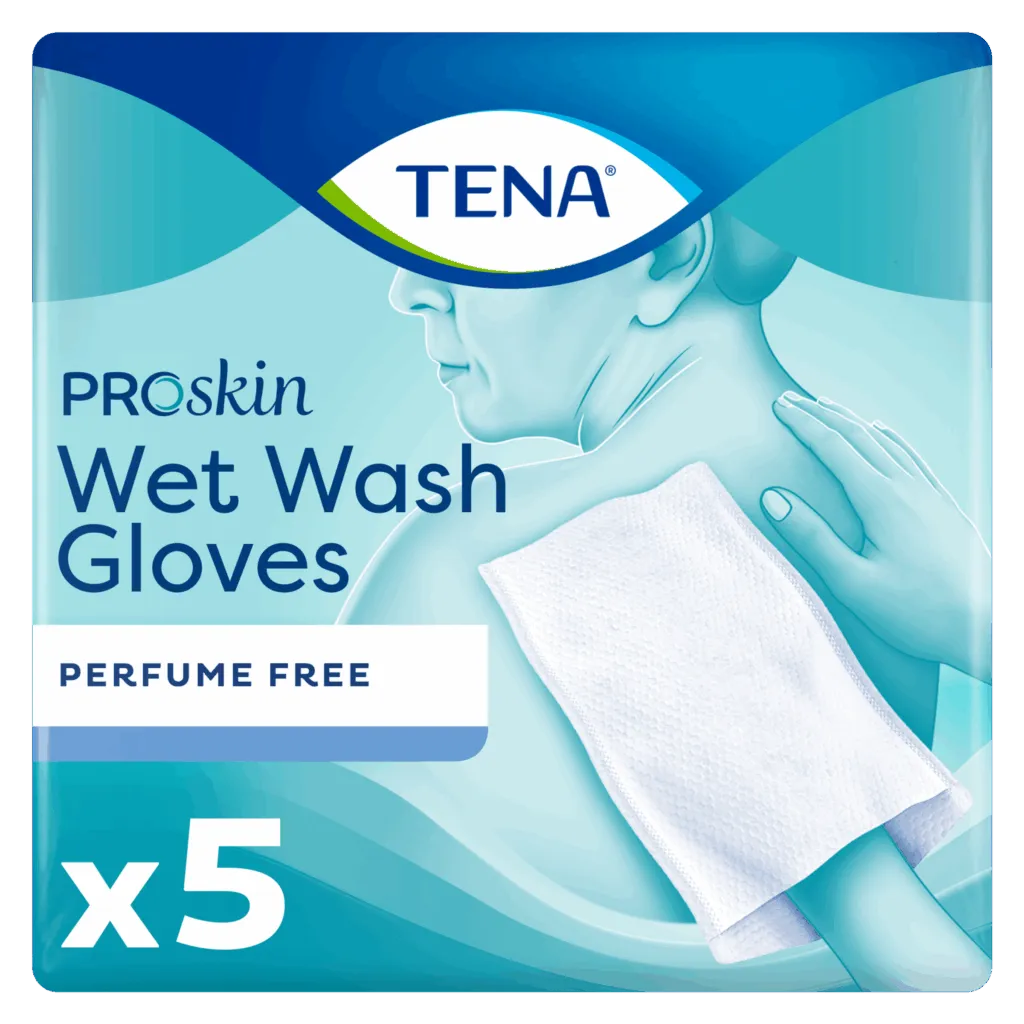 Tena Wet gloves cleans & care lotion no perfume (5 stuks)