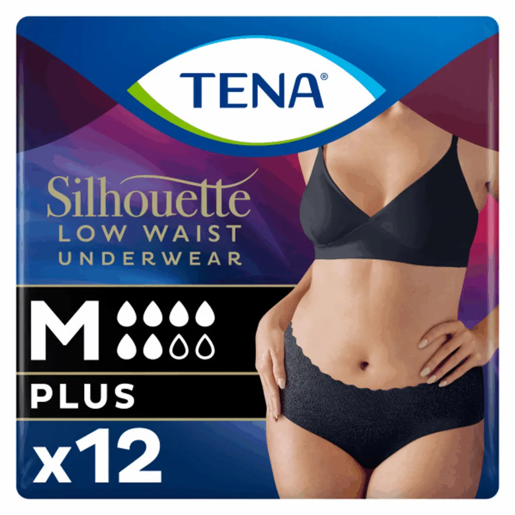 Tena Silhouette Plus Noir - Lage Taille M (12 stuks)