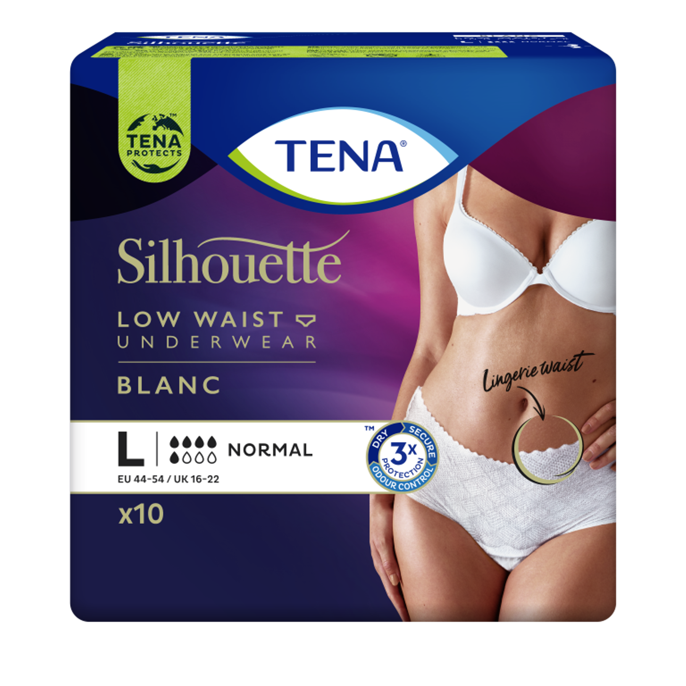 Tena Silhouette Plus Blanc - Lage Taille L (10 stuks)
