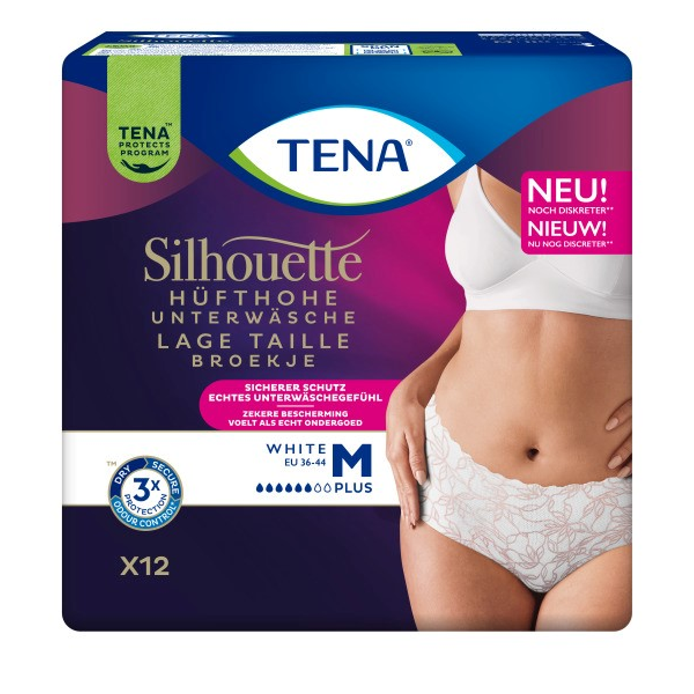 Tena Silhouette Plus Blanc - Lage Taille M (12 stuks)