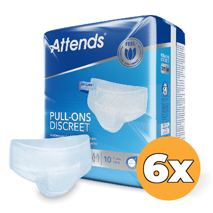 6x Attends Unisex Discreet Underwear Wit Maat M (10 stuks)