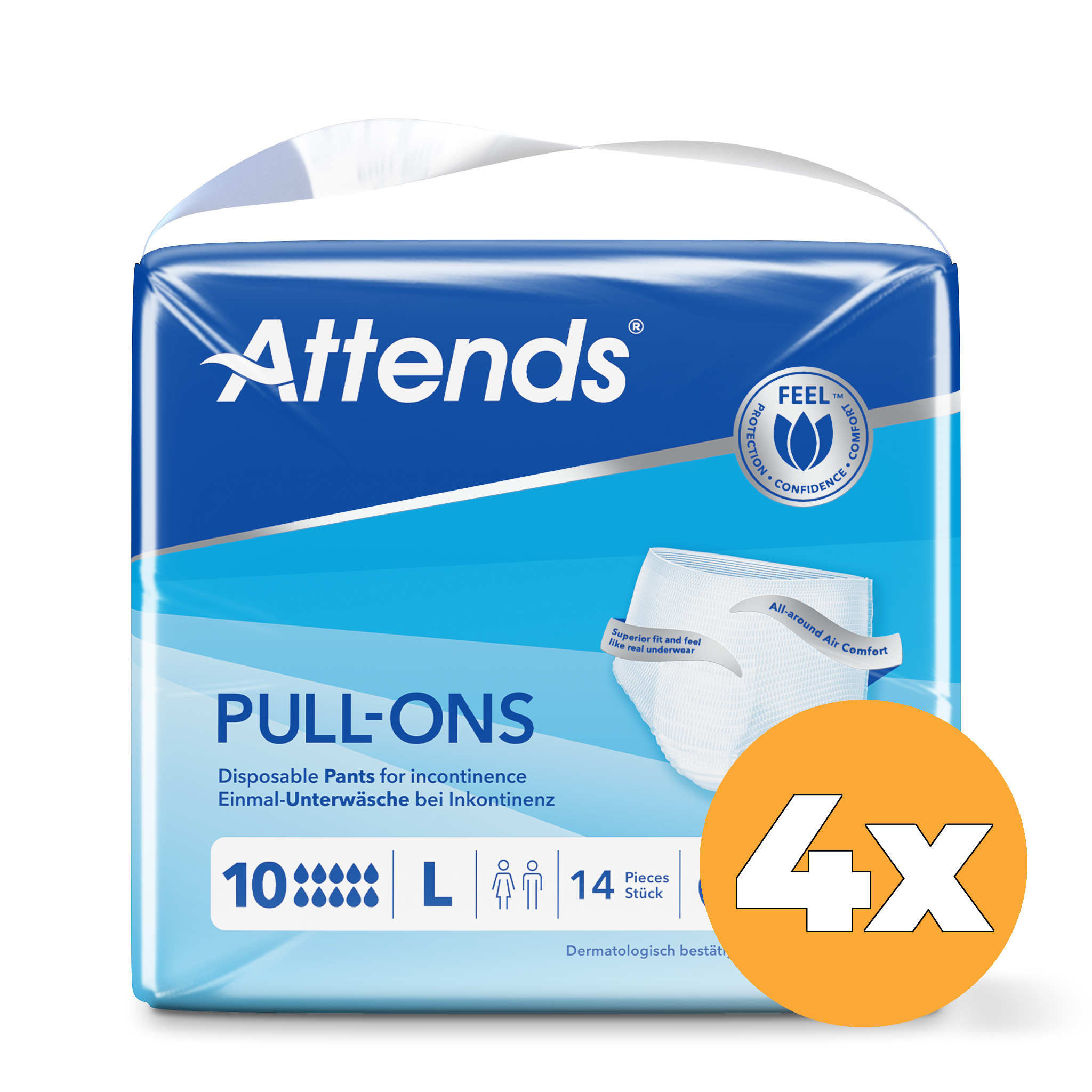 4x Attends Pull-Ons 10 Maat L (14 stuks)