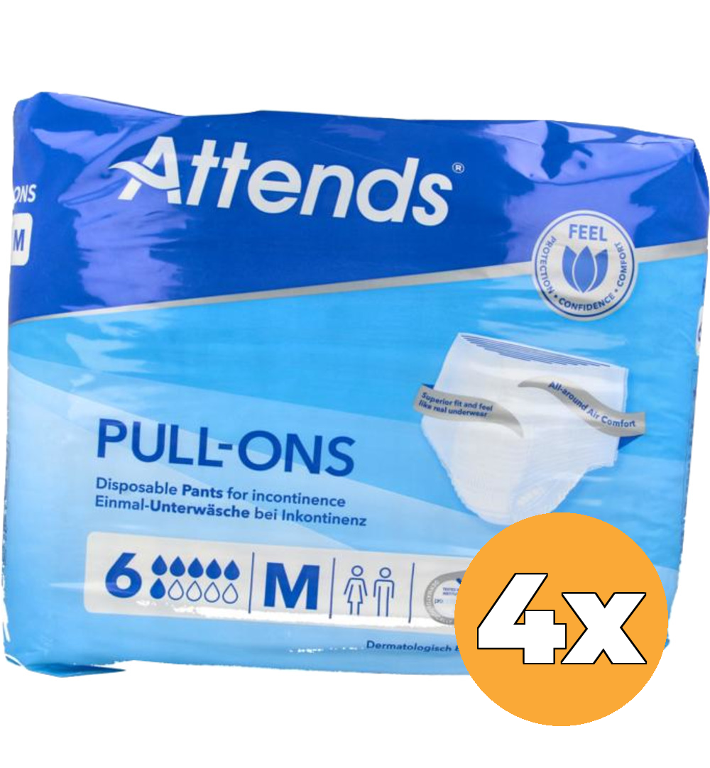 4x Attends Pull-Ons 6 Maat M (18 stuks)