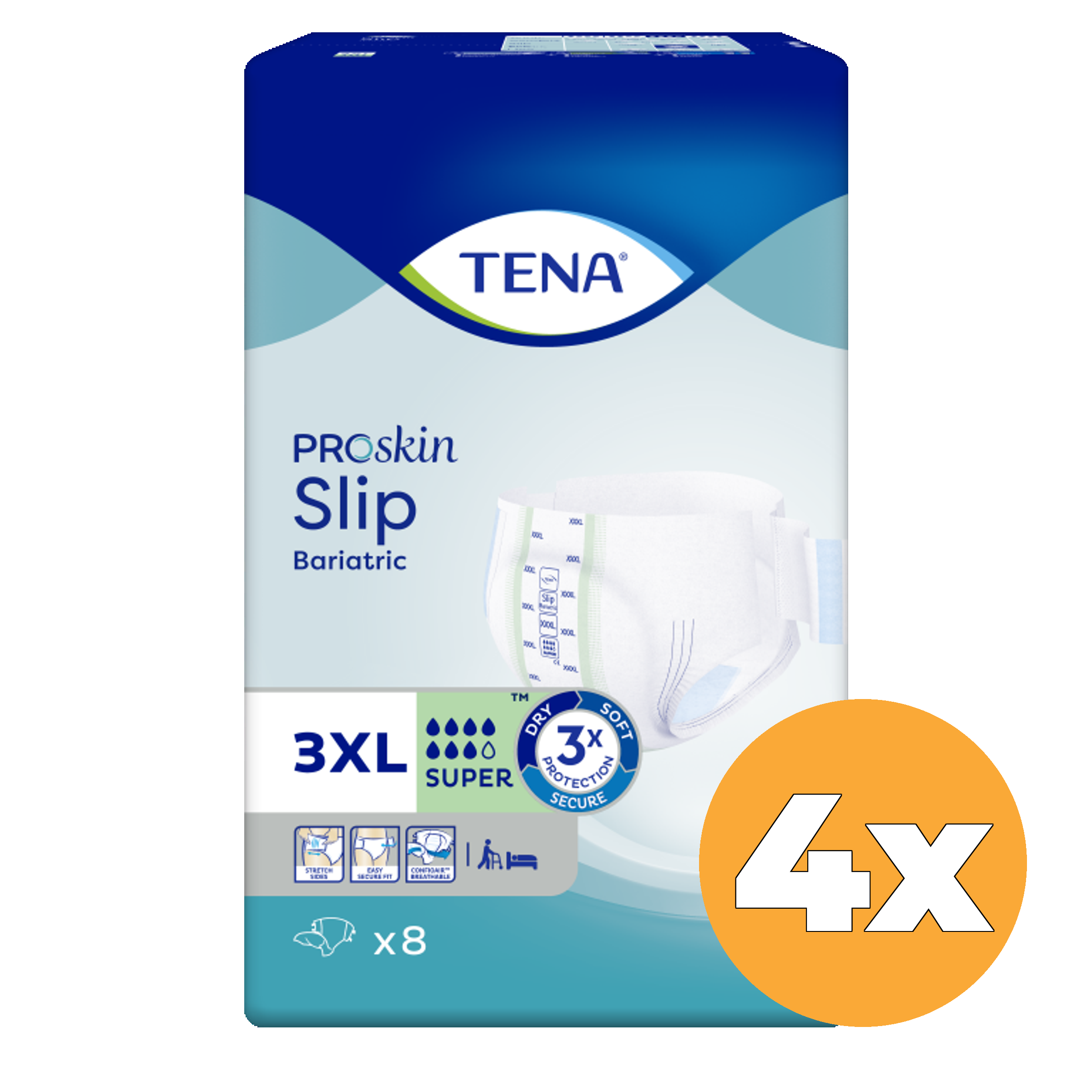 4x Tena Slip Super 3XL (8 stuks)