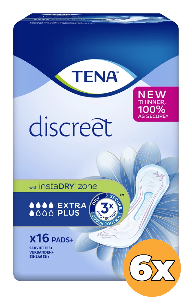 6x Tena Discreet extra plus (16 stuks)