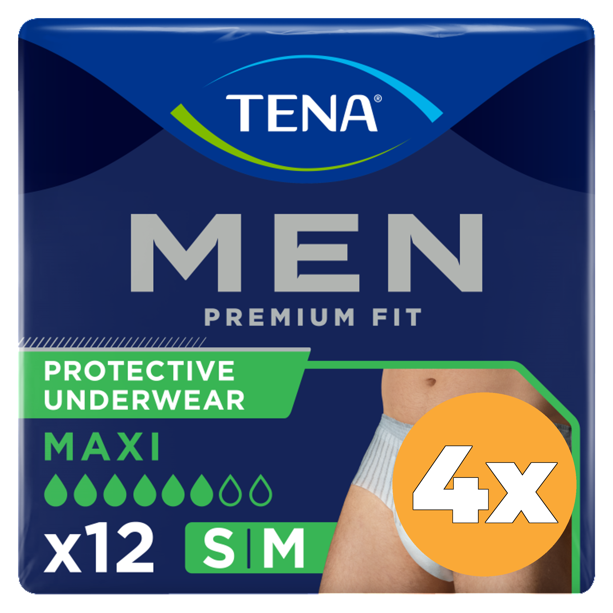 4x Tena Men Men Premium Fit Maat M (12 stuks)