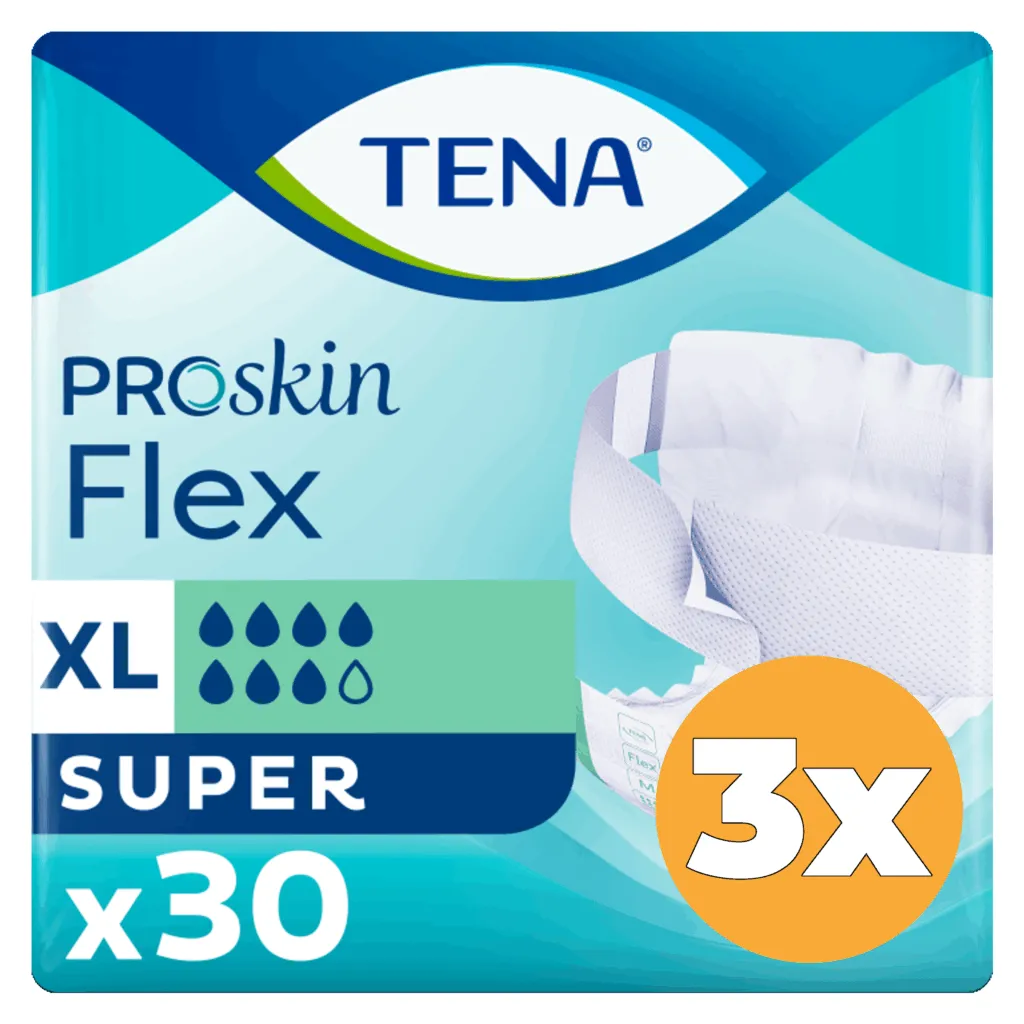 3x Tena Flex Super Proskin Extra Large (30 stuks)