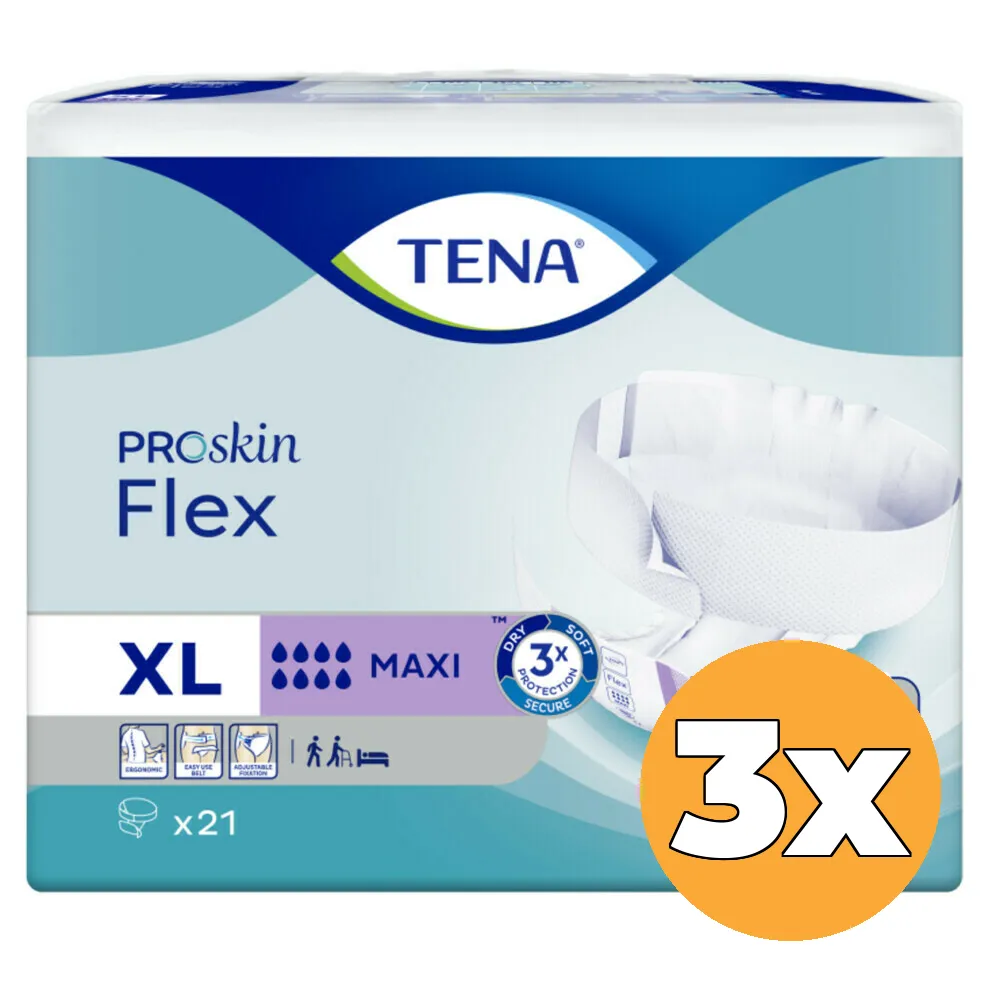 3x Tena ProSkin Flex Maxi Extra Large (21 stuks)