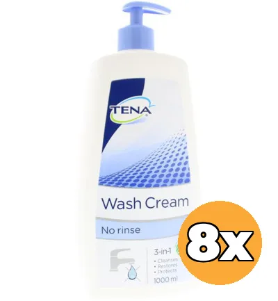 8x Tena Wash cream (1000 ml)