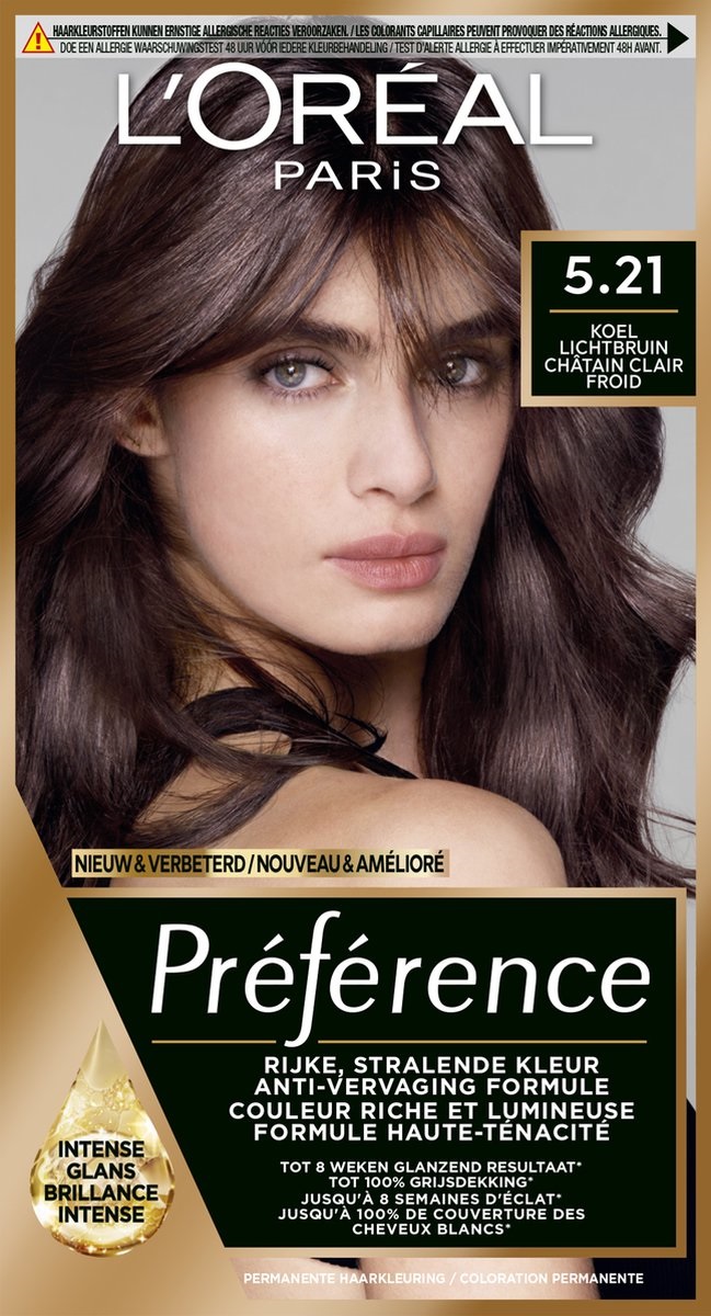 L'Oréal Préférence 5.21 - Koel Lichtbruin (1 stuk)