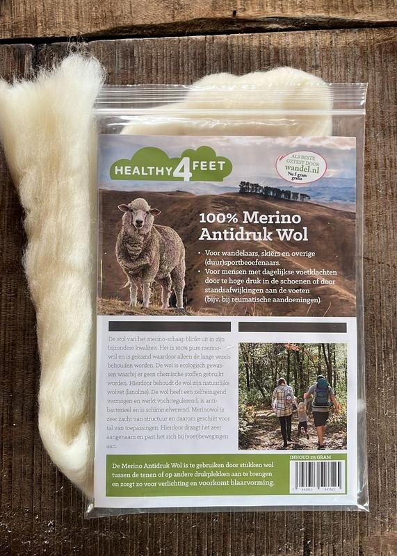 Healthy4Feet Wandel 100% Merino Antidruk Wol 25 + 5 gram (30 gr)