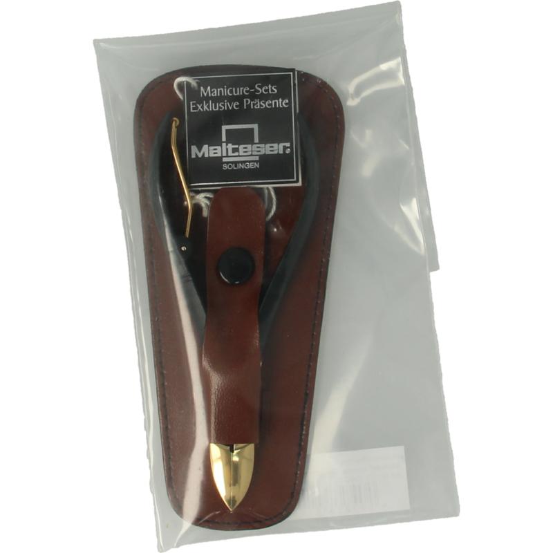 Malteser Nageltang 10cm Met Luxe Bruin Leren Hoes (1 stuk)