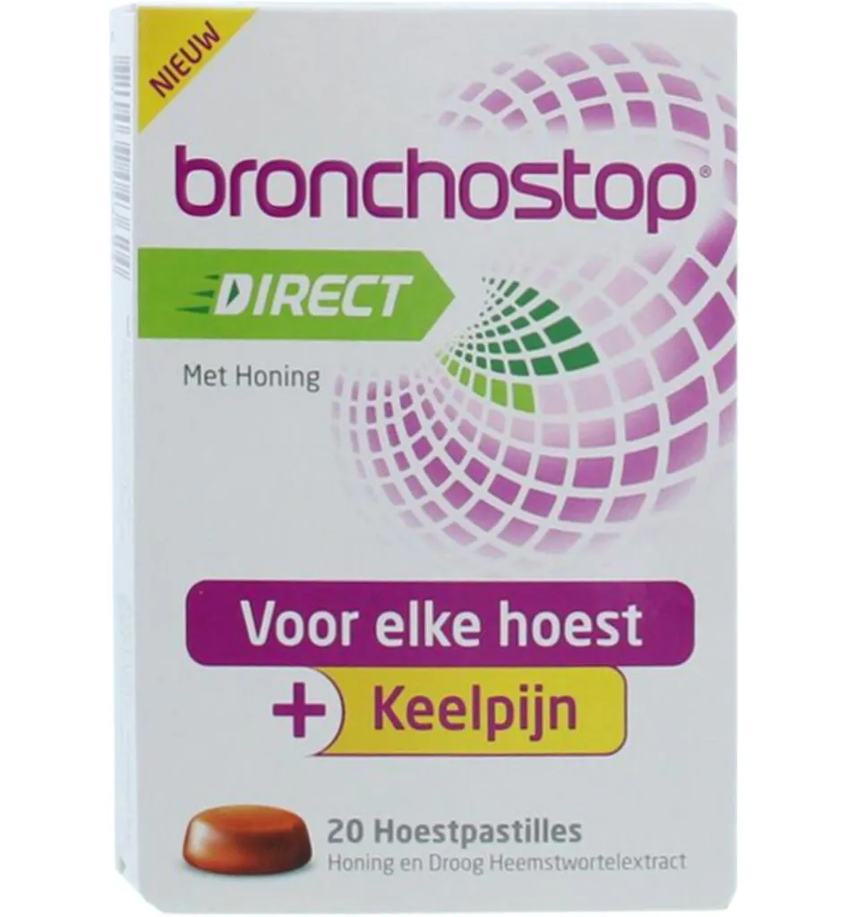 Bronchostop Direct pastilles honing (20 stuks)