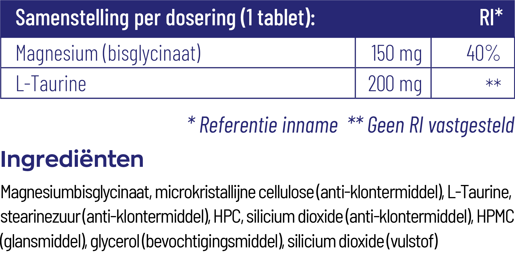 Vitakruid Magnesium 150 Bisglycinaat Met 200Mg L-Taurine (90 tabletten) - image 3