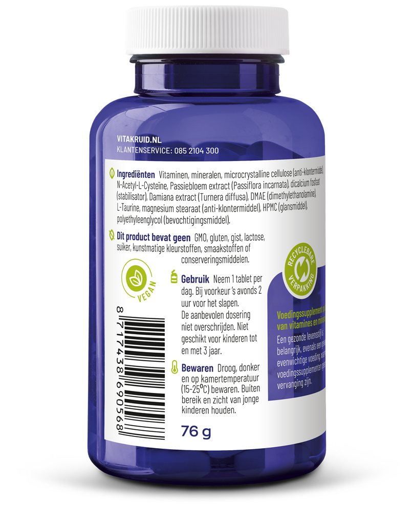 Vitakruid Multi Nacht Man 100% Vegan (90 tabletten)