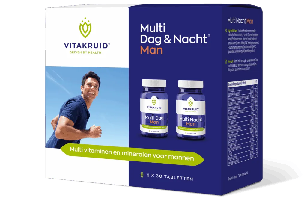Vitakruid Multi Dag & Nacht Man 100% Vegan (2 X 30 tabletten)
