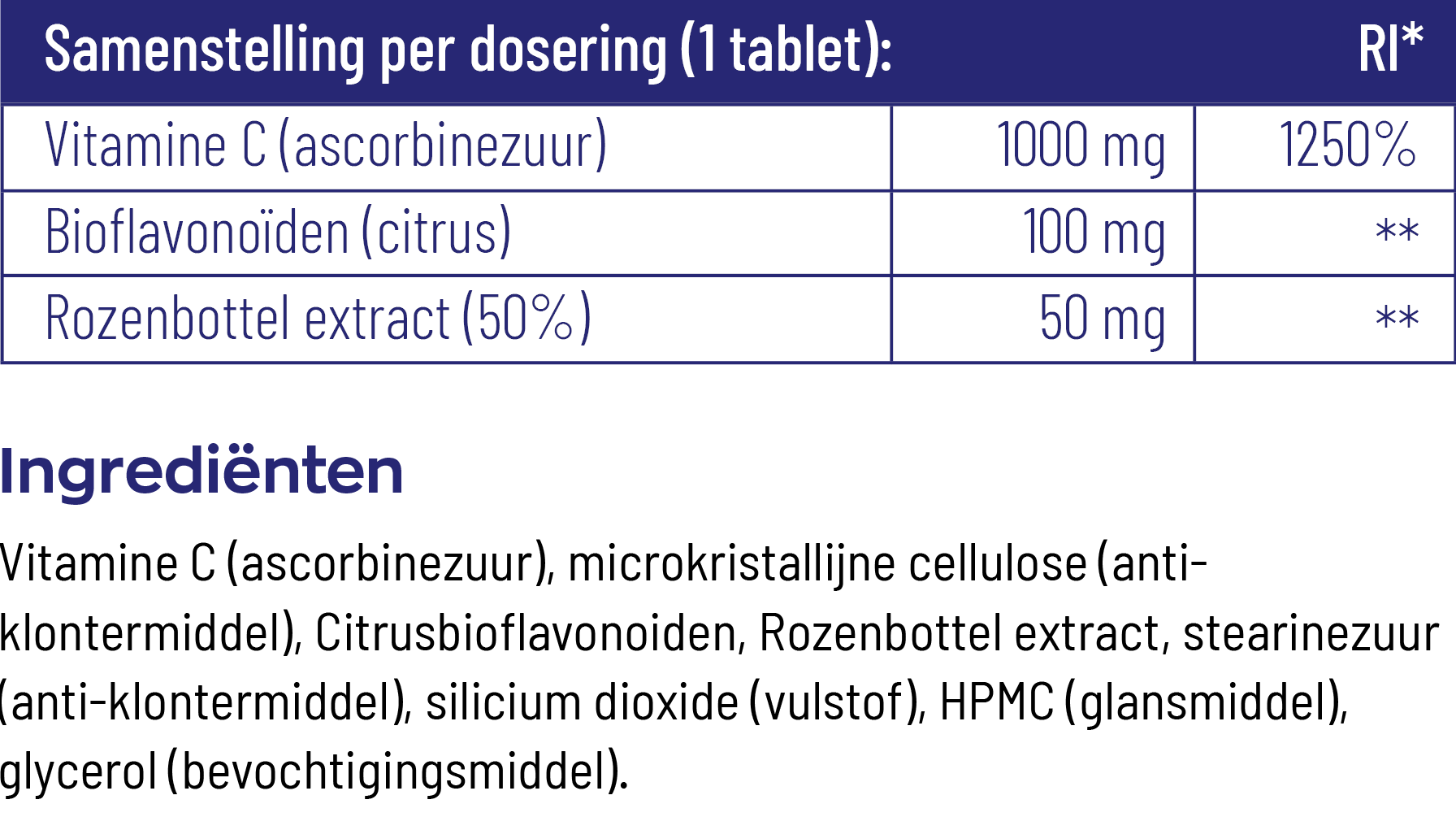 Vitakruid Vitamine C 1000 Met Bioflavonoïden & Rozenbottel (90 tabletten) - image 3