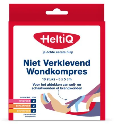 HeltiQ Wondkompres 5 x 5 niet verklevend (10 stuks)