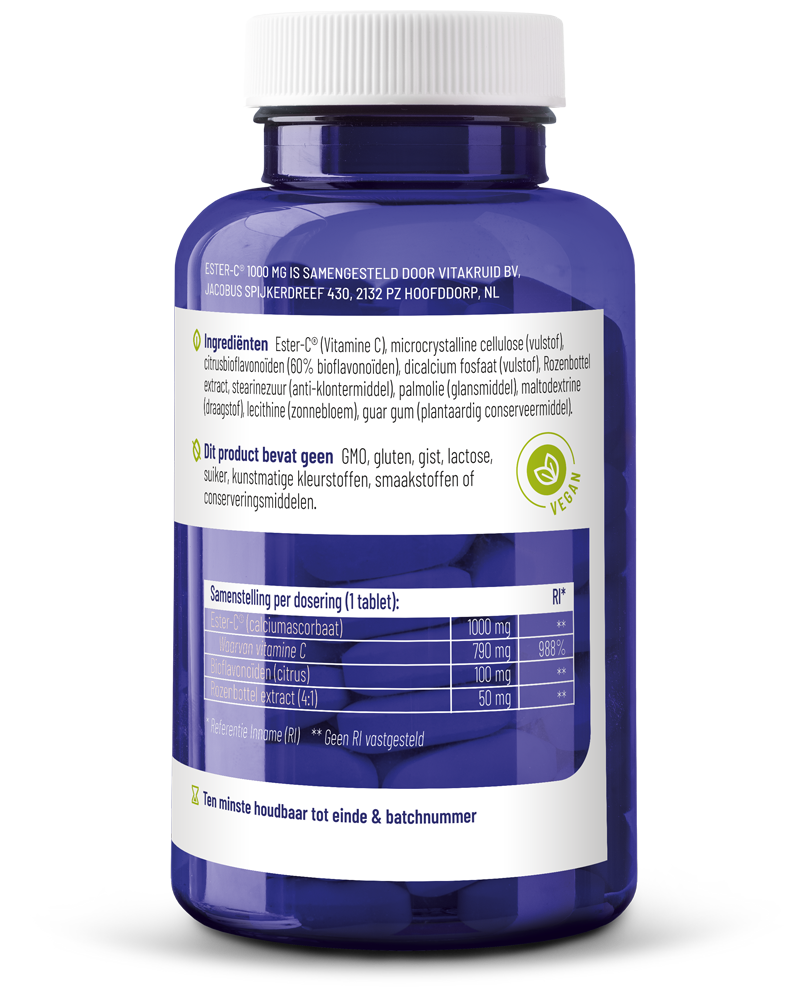 Vitakruid Ester-C® Vitamine C 1000 Flavonoïden Rozenbottel (90 tabletten) - image 2