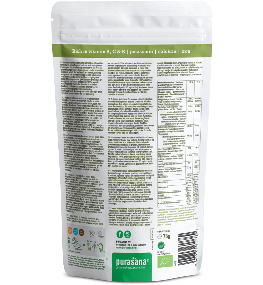 Purasana Matcha Classic Poeder - Vegan Bio (75 gr)