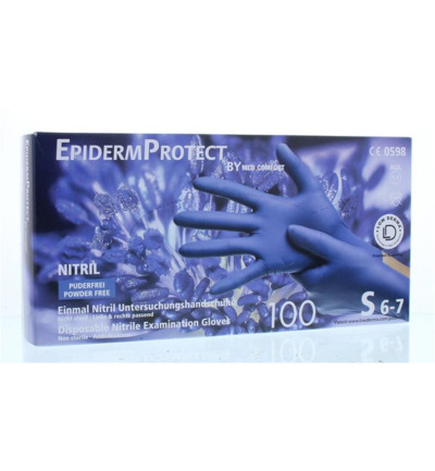 Epidermprotect Nitriel onderzoekhandschoen poedervrij S blauw (100 stuks)
