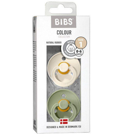 Bibs Fopspeen maat 1 - ivory/sage 2pack (2 stuks)