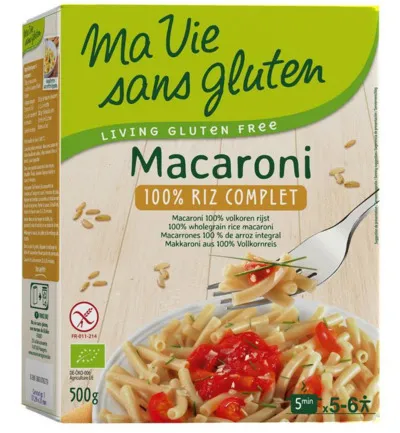 Ma Vie Sans Gluten Macaroni Van Volkoren Rijst Glutenvrij Bio (500 gr)