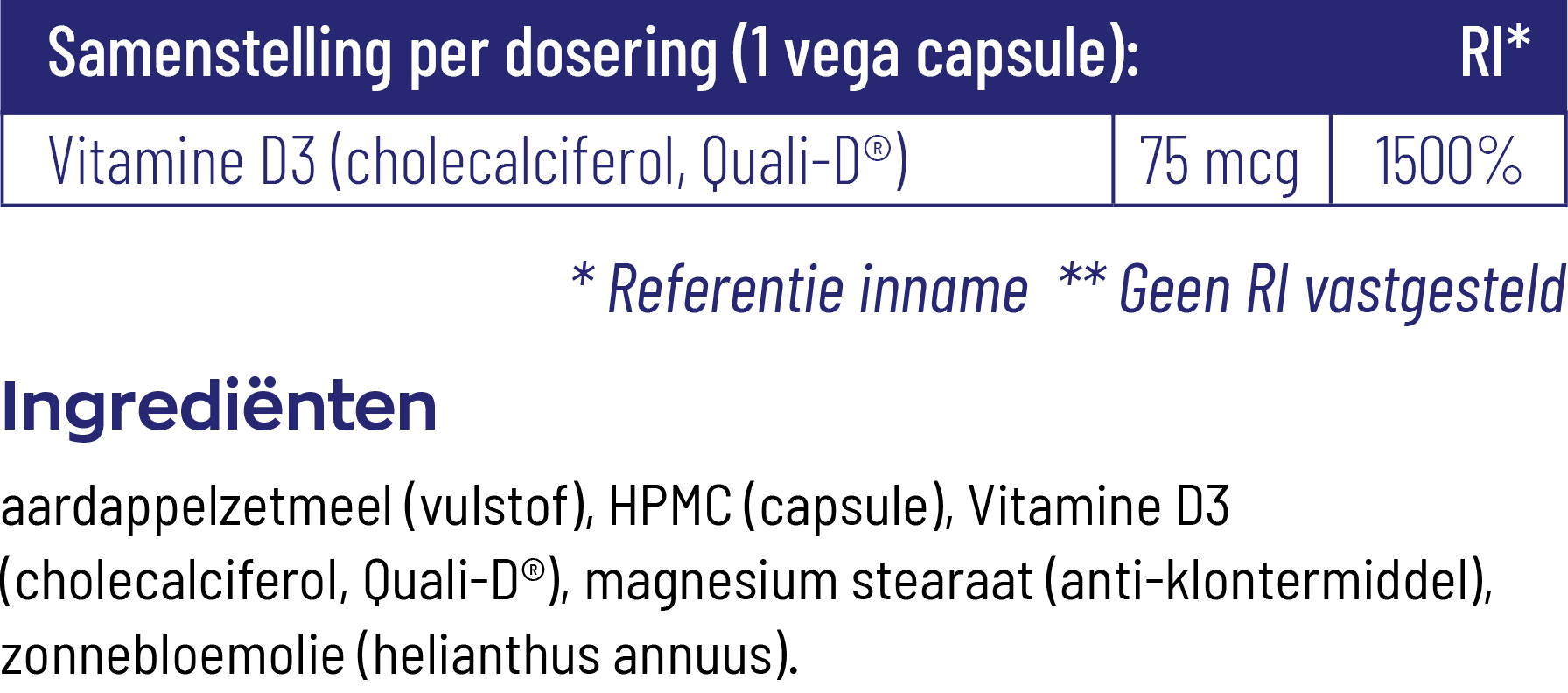 Vitakruid Vitamine D3 75 Mcg / 3000 Ie (60 vega capsules) - image 3