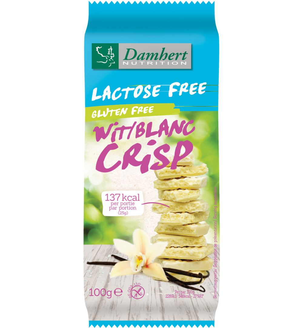 Damhert Witte Chocoladetablet Crisp Gluten- En Lactosevrij (100 gr)