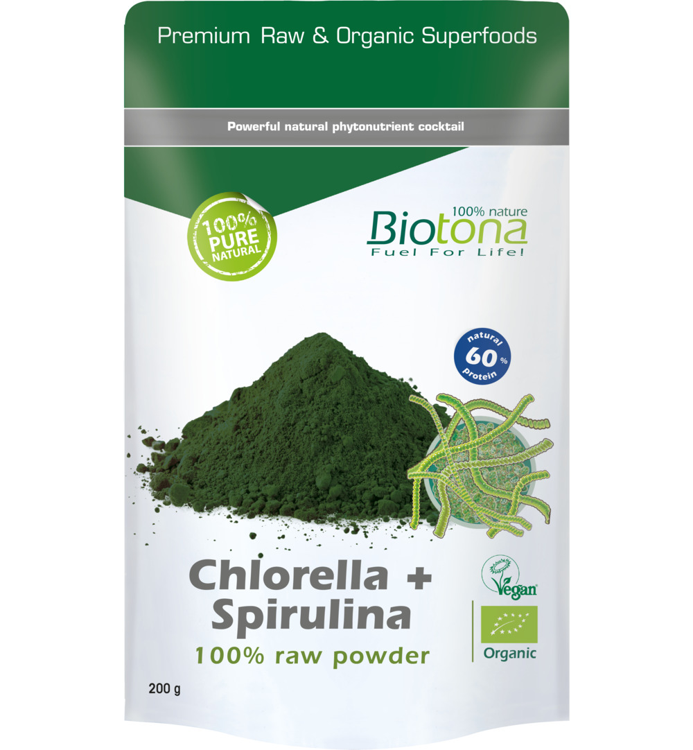 Biotona Chlorella & spirulina raw powder bio (200 gr)
