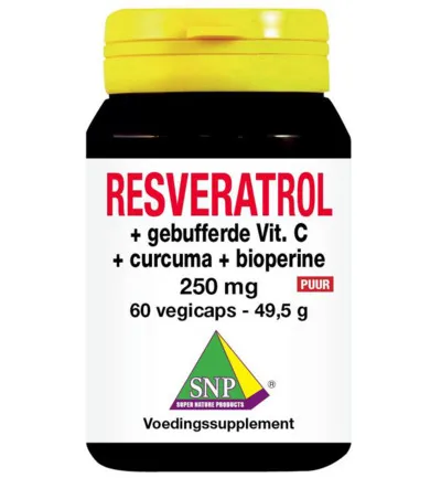 Snp Resveratrol curcuma gebufferd vit C bioperine puur (60 vega capsules)