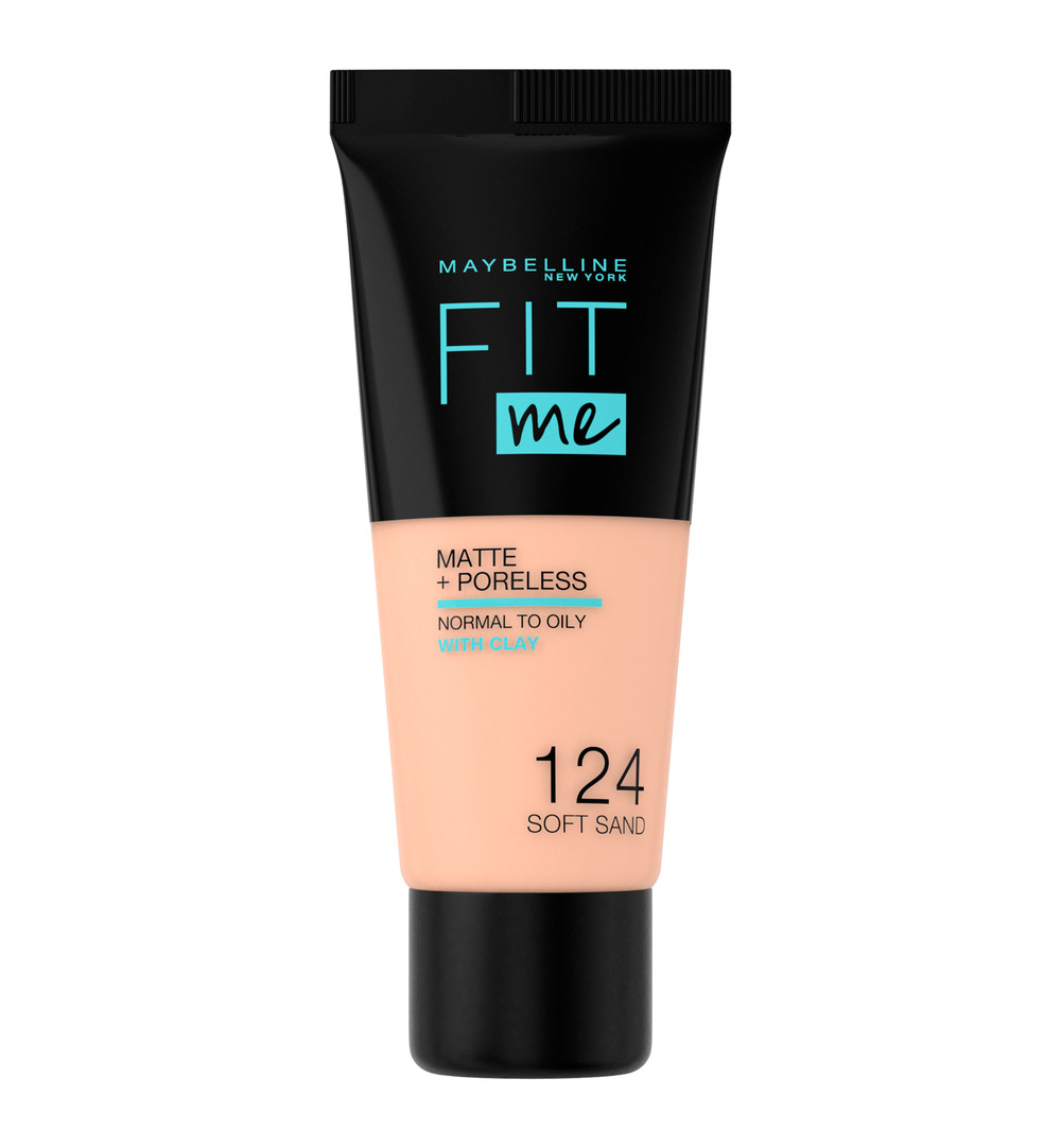 Maybelline New York Fit Me matte & poreless foundation 124 soft sand (1 stuk)